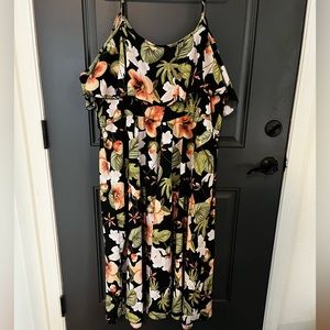 Shein Curve Dress with Straps and Shoulder Ruffle Tropical Print 4XL